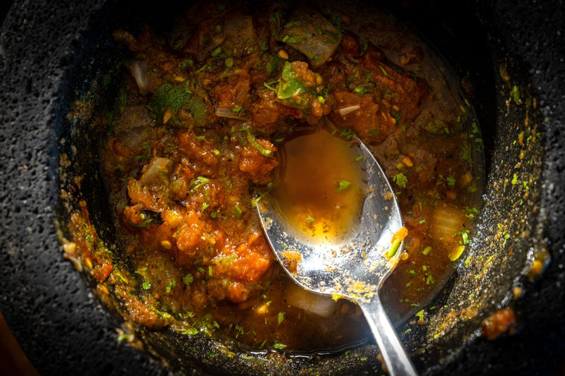 Salsa borracha in a molcajete