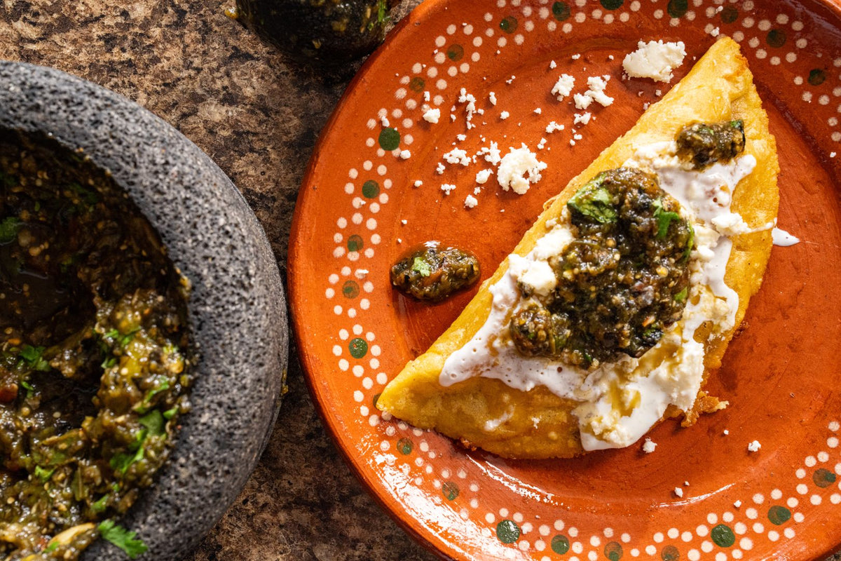 Crispy quesadillas topped with salsa