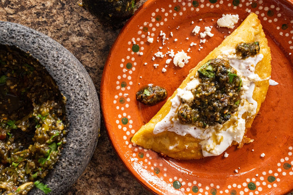 Crispy quesadillas topped with salsa