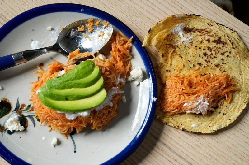Tacos de Sopa Seca de Fideo para Jóvenes y Jóvenes de Corazón