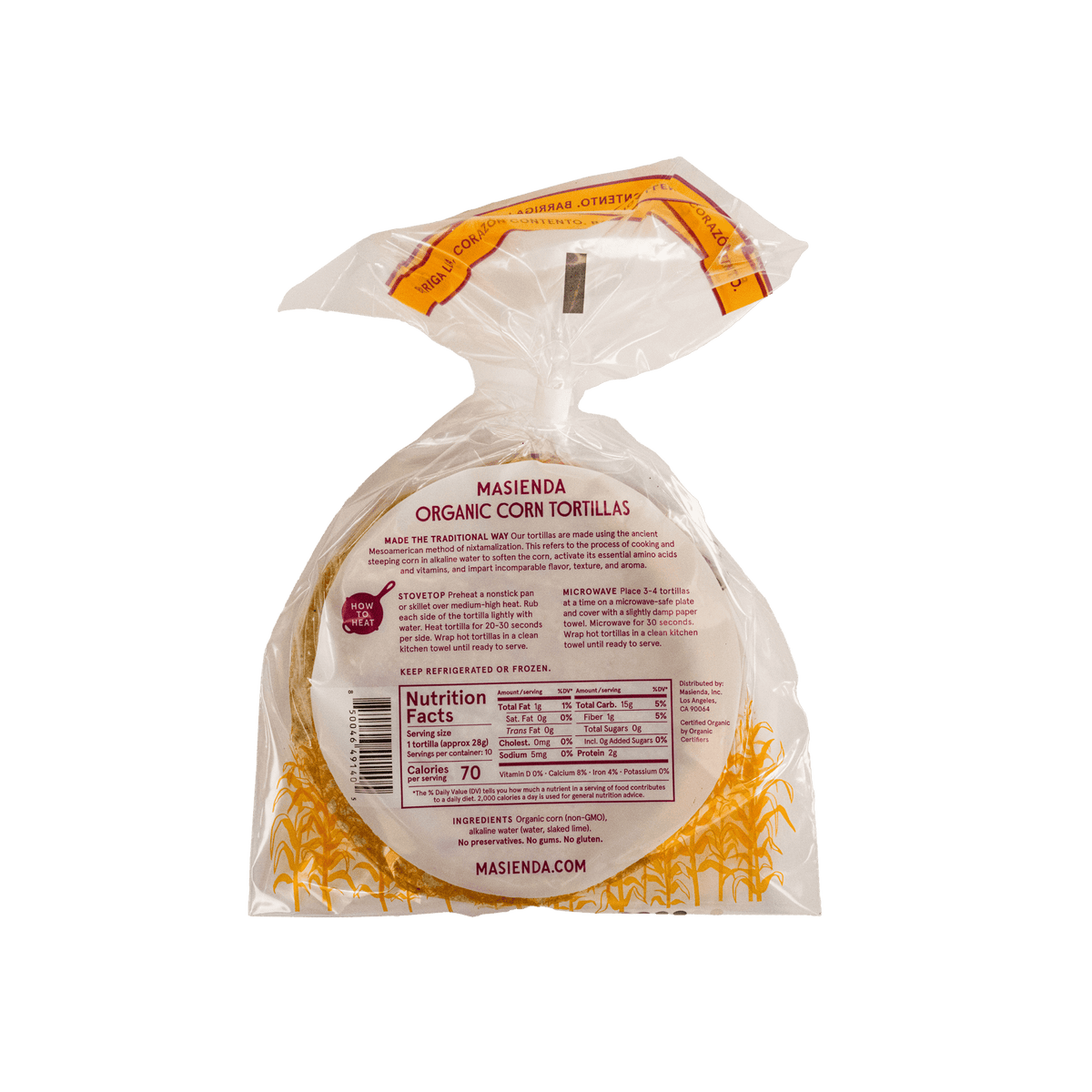 Masienda Tortillas - Yellow Corn - Back